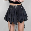 Trendy Crumpled Layer With Belt Strap Elastic Back Asymmetrical Mini Skirt Mssza