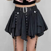 Trendy Crumpled Layer With Belt Strap Elastic Back Asymmetrical Mini Skirt Mssza
