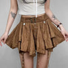 Trendy Crumpled Layer With Belt Strap Elastic Back Asymmetrical Mini Skirt Mssza
