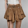Trendy Crumpled Layer With Belt Strap Elastic Back Asymmetrical Mini Skirt Mssza