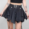 Trendy Crumpled Layer With Belt Strap Elastic Back Asymmetrical Mini Skirt Mssza