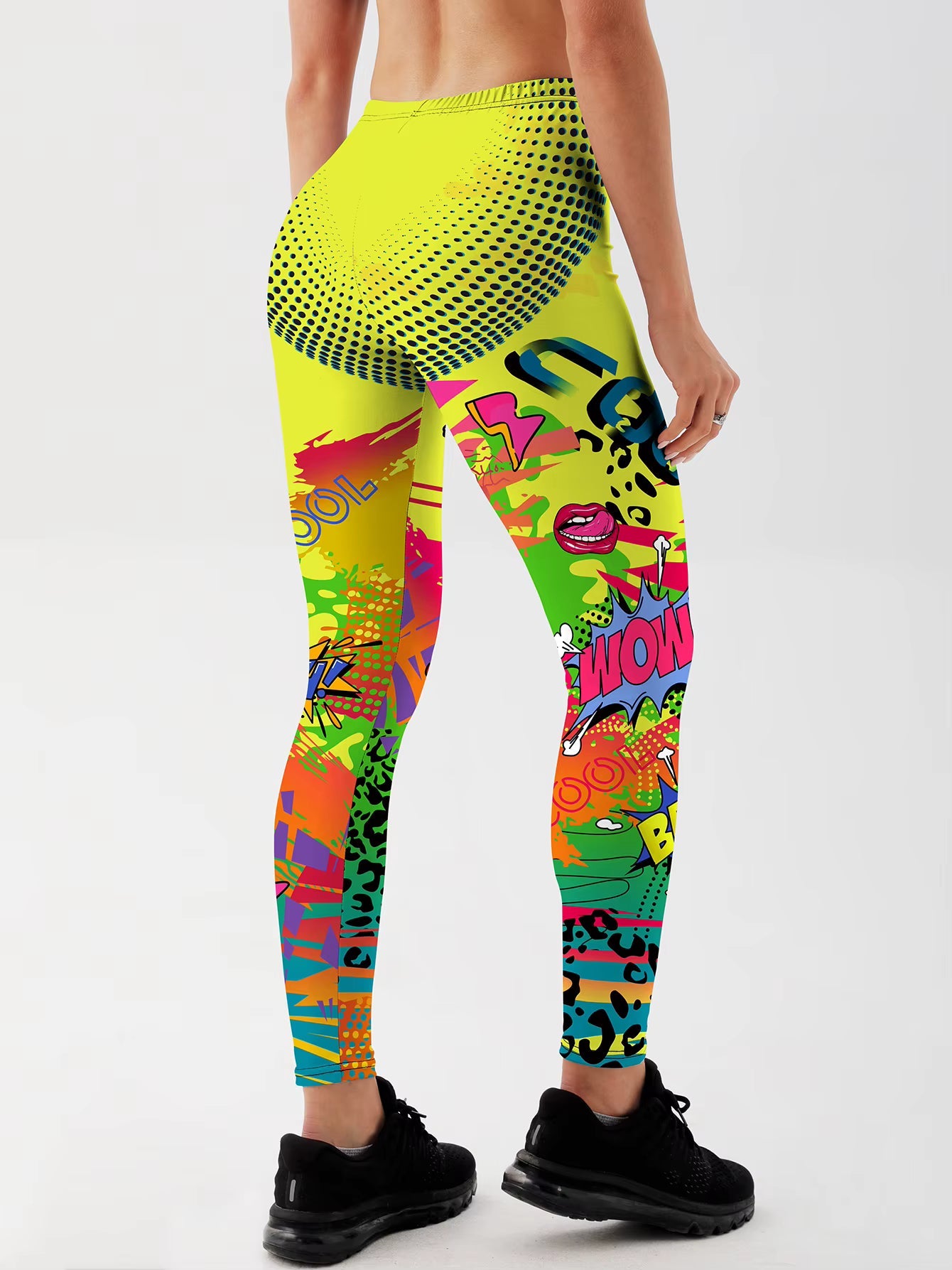 Trendy Cute English letters Style Printed High Waisted Yoga Leggings Mssza