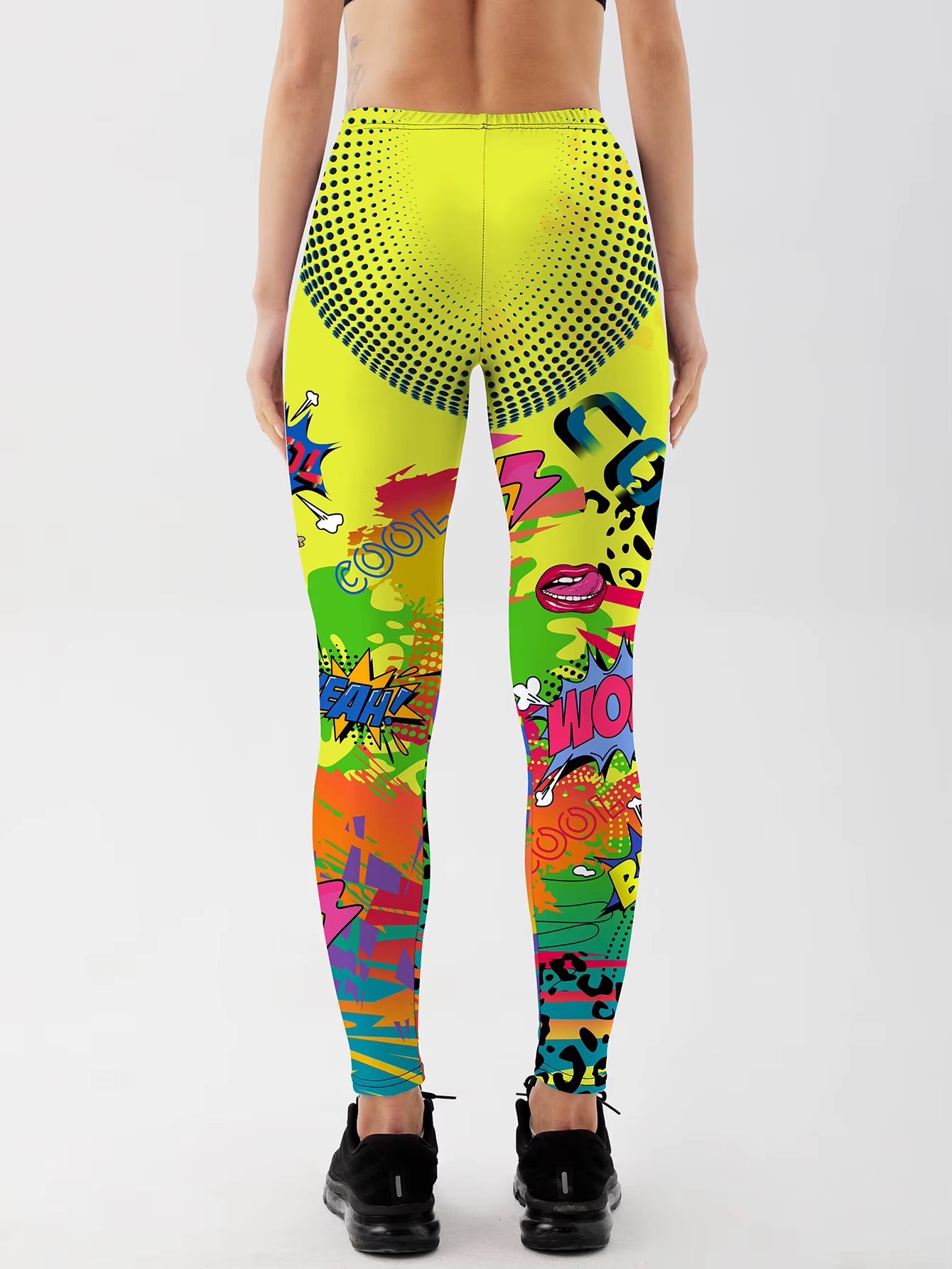 Trendy Cute English letters Style Printed High Waisted Yoga Leggings Mssza
