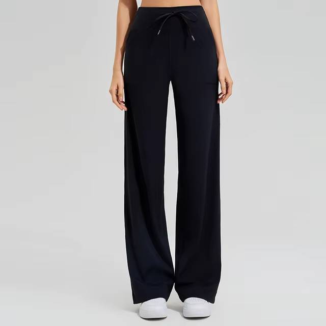Trendy Double Side Brushed With Pockets High Waist Loose Yoga Pants Mssza
