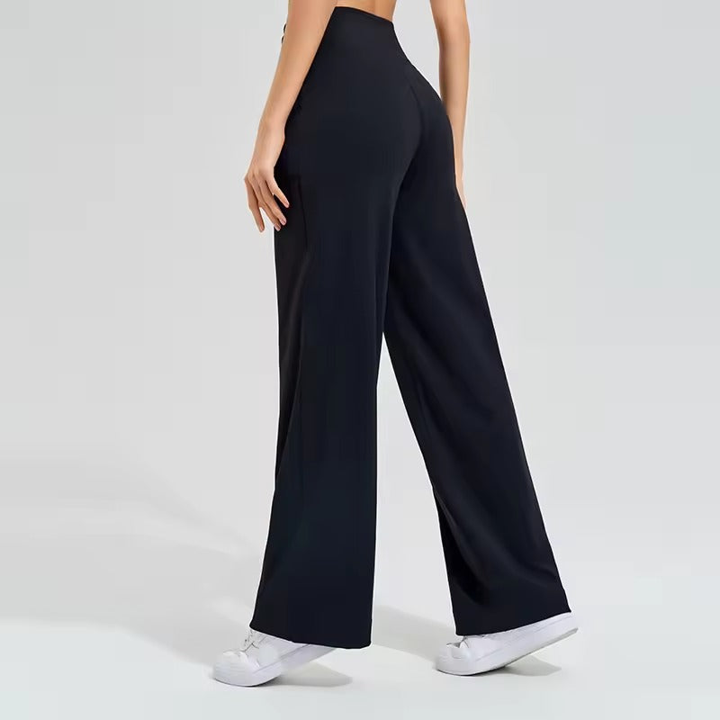 Trendy Double Side Brushed With Pockets High Waist Loose Yoga Pants Mssza