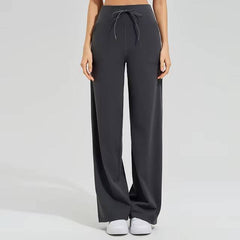 Trendy Double Side Brushed With Pockets High Waist Loose Yoga Pants Mssza