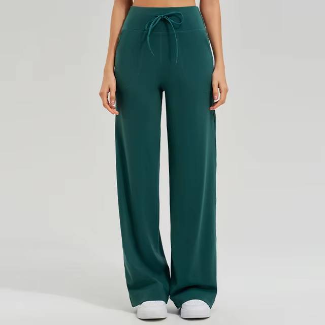 Trendy Double Side Brushed With Pockets High Waist Loose Yoga Pants Mssza
