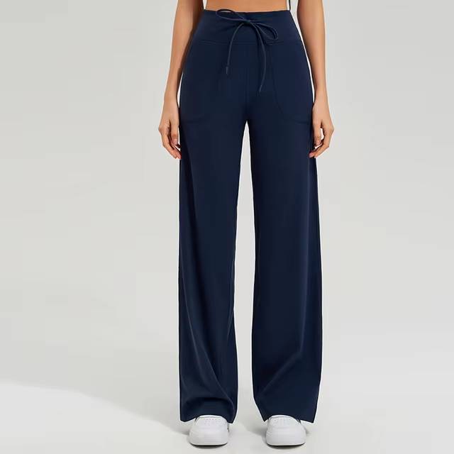 Trendy Double Side Brushed With Pockets High Waist Loose Yoga Pants Mssza