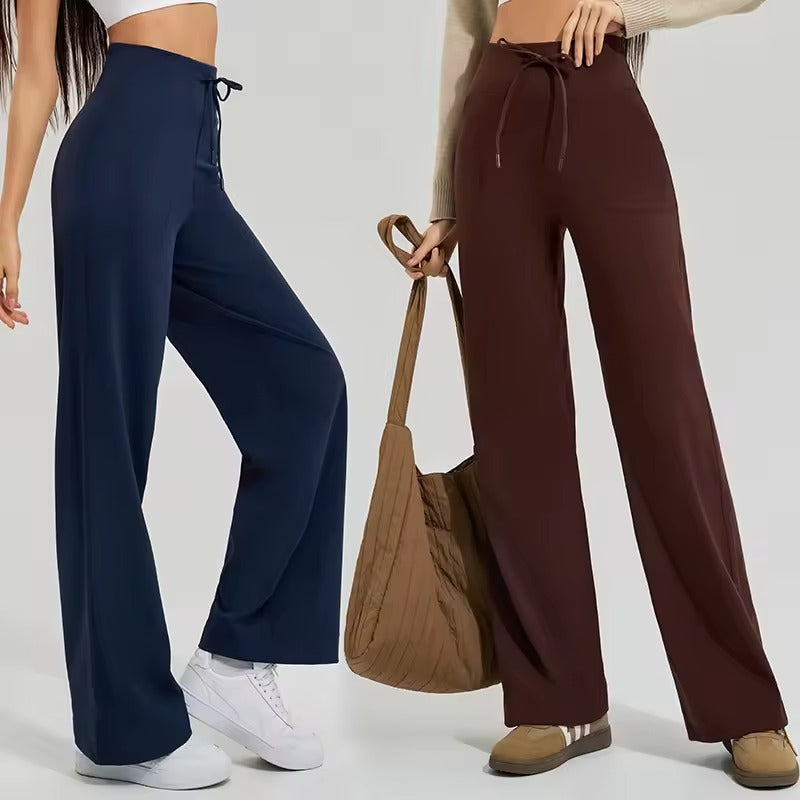 Trendy Double Side Brushed With Pockets High Waist Loose Yoga Pants Mssza