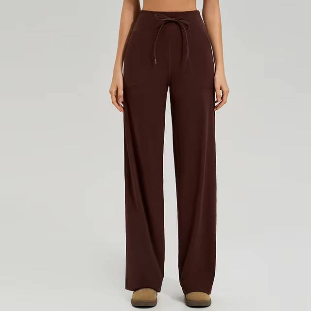 Trendy Double Side Brushed With Pockets High Waist Loose Yoga Pants Mssza
