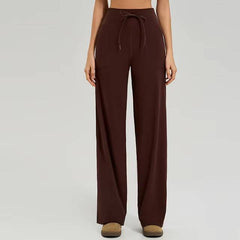 Trendy Double Side Brushed With Pockets High Waist Loose Yoga Pants Mssza