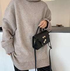 Trendy Embossed With Lock Closure Shoulder Crossbody Bag Mssza
