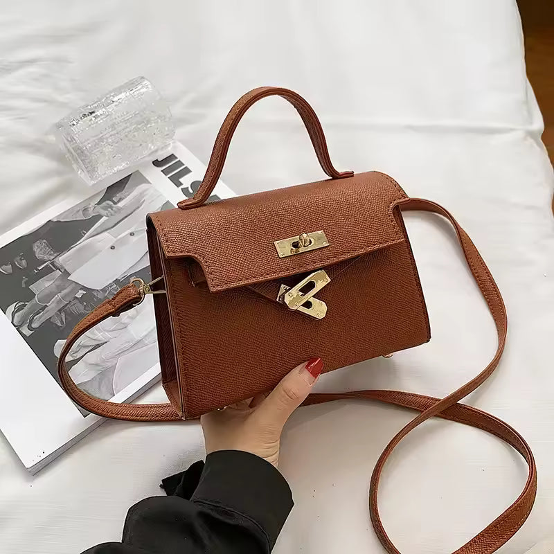 Trendy Embossed With Lock Closure Shoulder Crossbody Bag Mssza