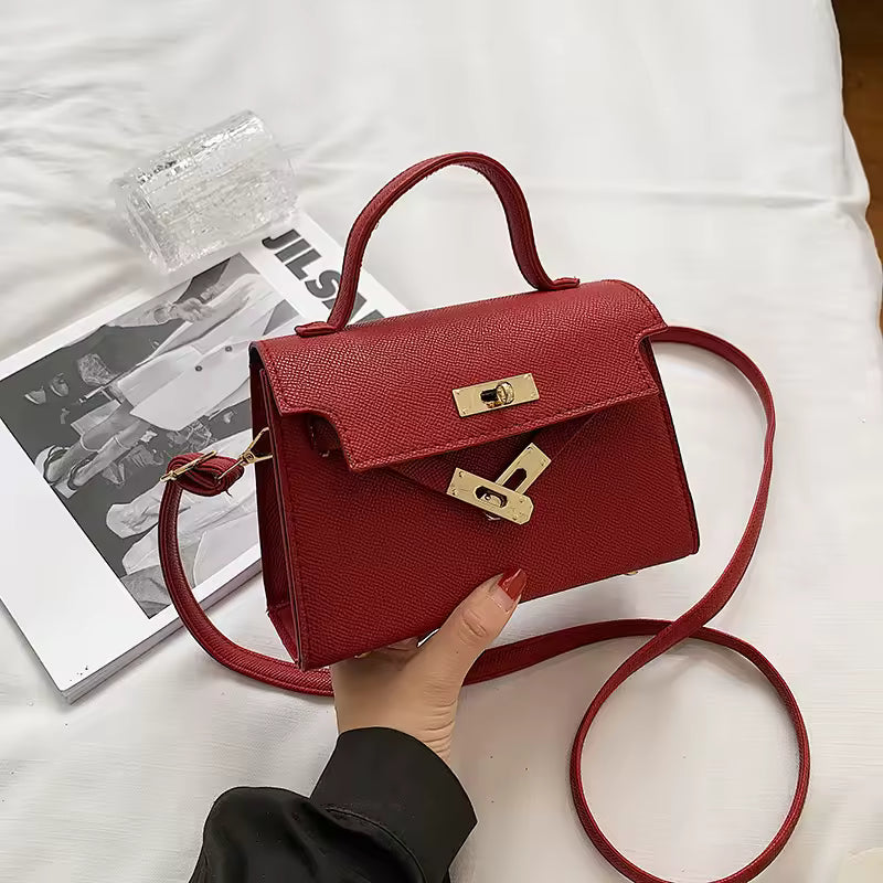 Trendy Embossed With Lock Closure Shoulder Crossbody Bag Mssza