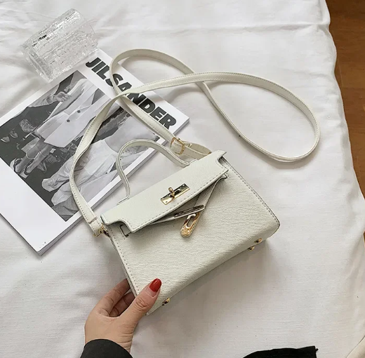 Trendy Embossed With Lock Closure Shoulder Crossbody Bag Mssza