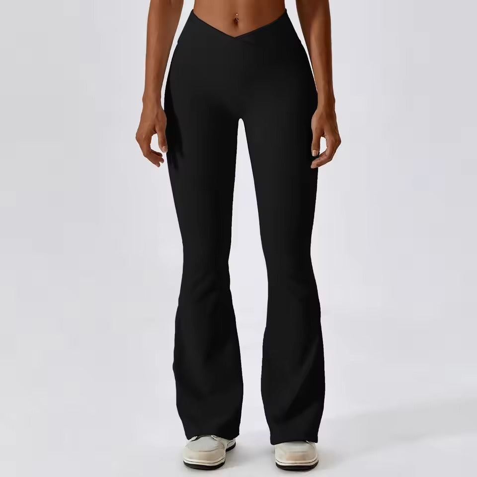 Trendy Flare Full Length High Waist Wide Leg Yoga Pants Mssza