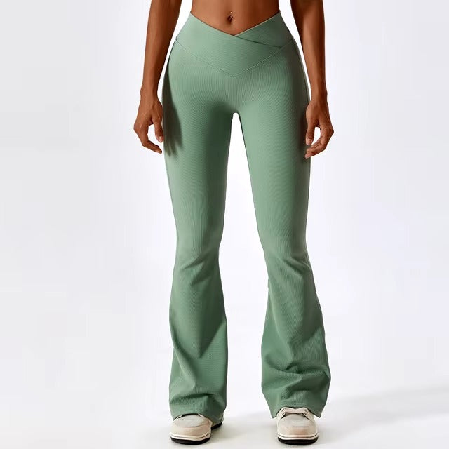 Trendy Flare Full Length High Waist Wide Leg Yoga Pants Mssza