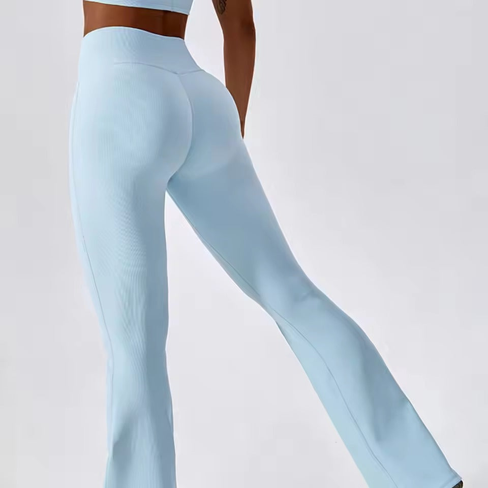 Trendy Flare Full Length High Waist Wide Leg Yoga Pants Mssza