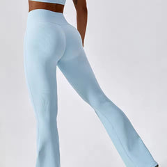 Trendy Flare Full Length High Waist Wide Leg Yoga Pants Mssza