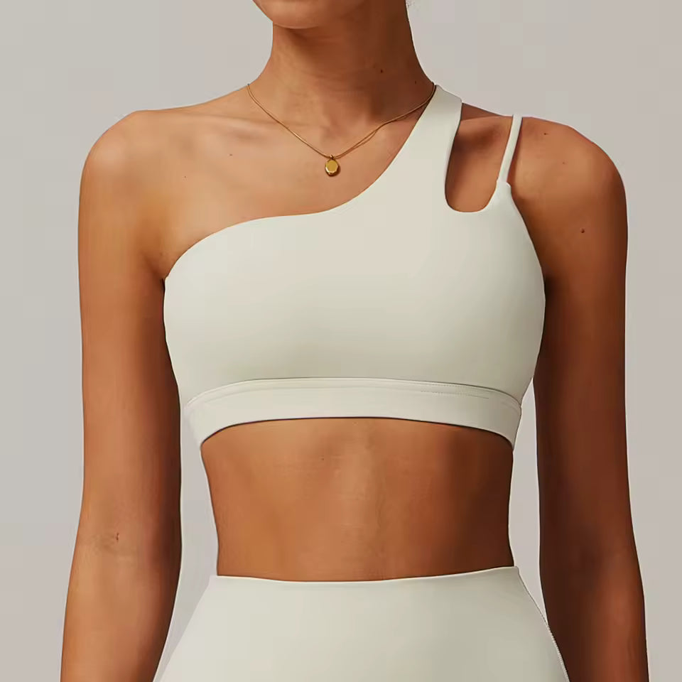 Trendy Full Cup Breathable High Quality One Shoulder Tube Sports Bra Mssza