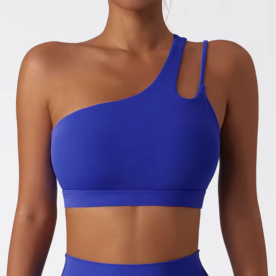 Trendy Full Cup Breathable High Quality One Shoulder Tube Sports Bra Mssza