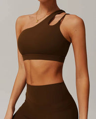 Trendy Full Cup Breathable High Quality One Shoulder Tube Sports Bra Mssza