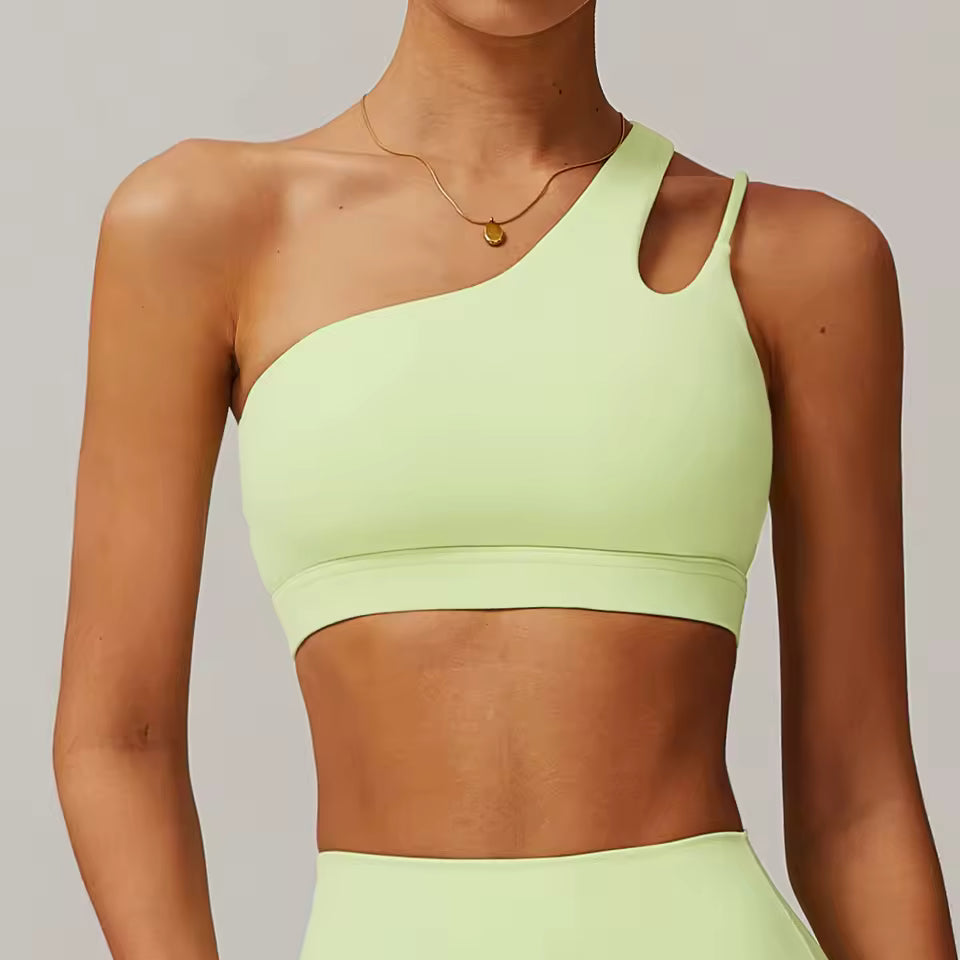 Trendy Full Cup Breathable High Quality One Shoulder Tube Sports Bra Mssza