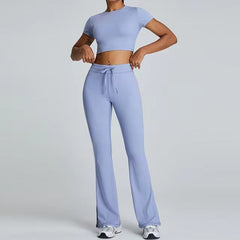 Trendy Gym Track Seamless Ribbed Fitness Sports Set Mssza