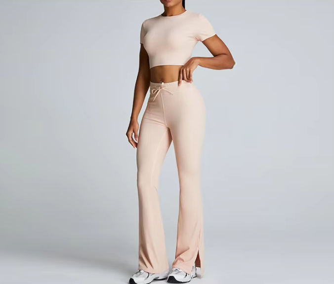 Trendy Gym Track Seamless Ribbed Fitness Sports Set Mssza