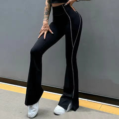 Trendy High Waist Bell-bottoms Breathable Tight flared Pants Mssza