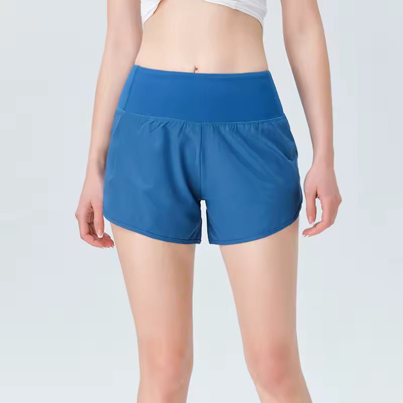Trendy High Waist Butt With Rear Zipper Pocket Fake Two Pieces Yoga Shorts Mssza