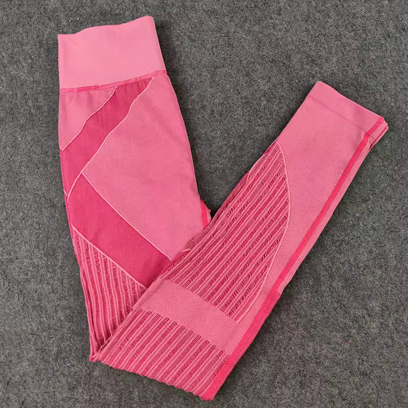Trendy High Waist Stripe Seamless Elastic Tight Hollow Hip Lift Leggings Mssza