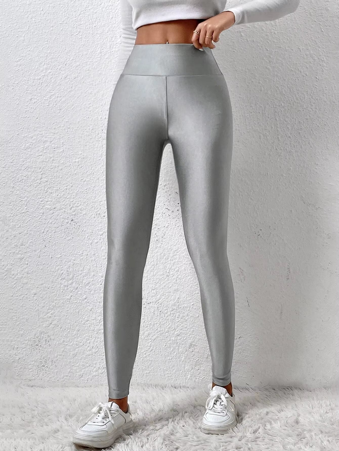 Trendy High Waist Tight Solid Small Feet High Elastic Leggings Mssza