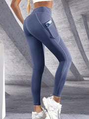 Trendy High Waist Tights With Pockets Stretch Yoga Leggings Mssza