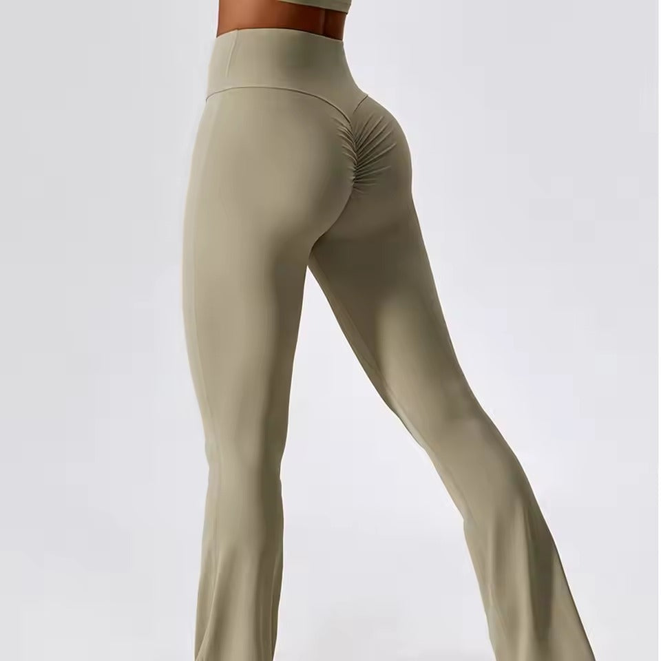 Trendy High Waist Wide Leg Workout Flare Pants Mssza