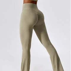 Trendy High Waist Wide Leg Workout Flare Pants Mssza