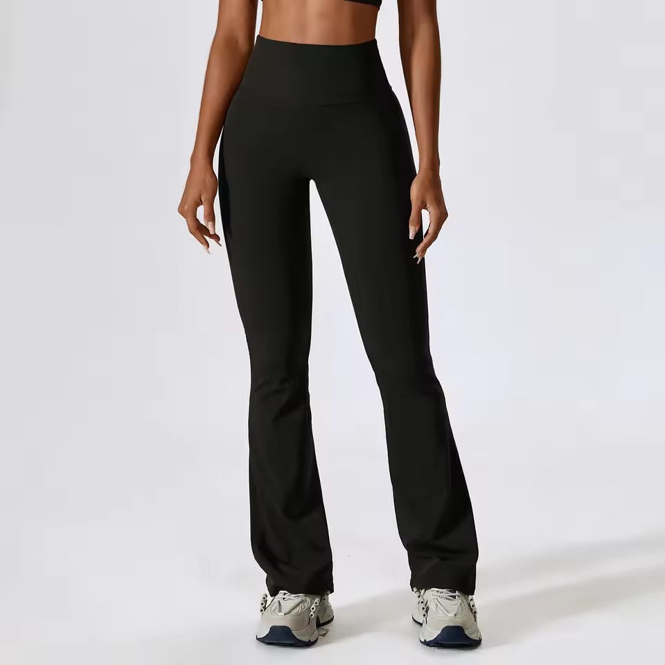 Trendy High Waist Wide Leg Workout Flare Pants Mssza