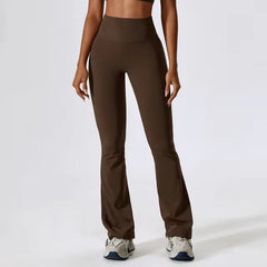 Trendy High Waist Wide Leg Workout Flare Pants Mssza