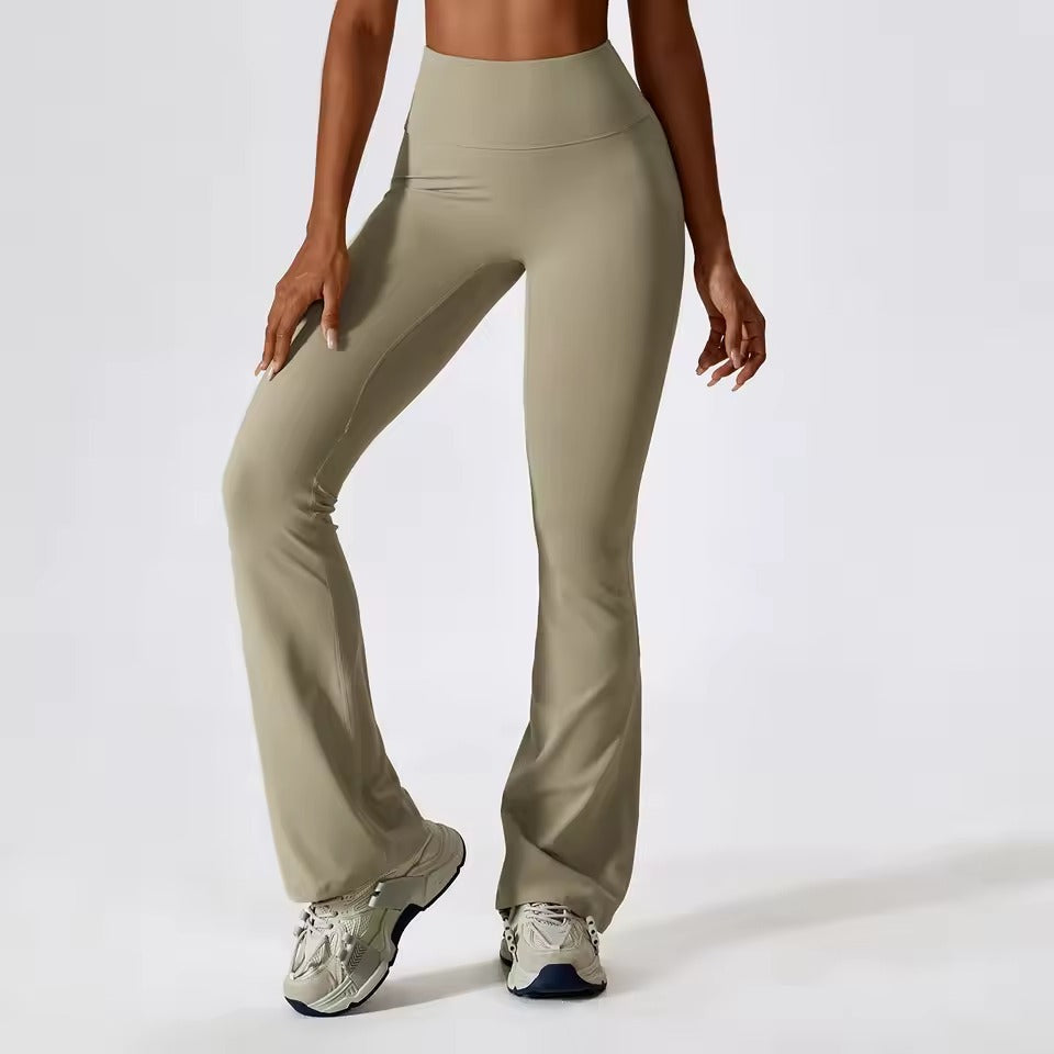 Trendy High Waist Wide Leg Workout Flare Pants Mssza