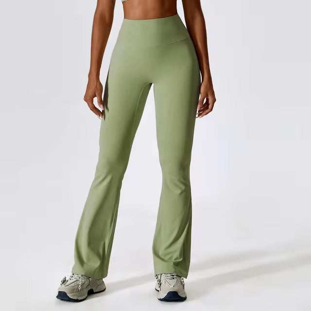 Trendy High Waist Wide Leg Workout Flare Pants Mssza