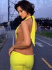 Trendy Irregular Hollow Bandage Halter Deep V-Neck Skinny Stretch Jumpsuits Mssza