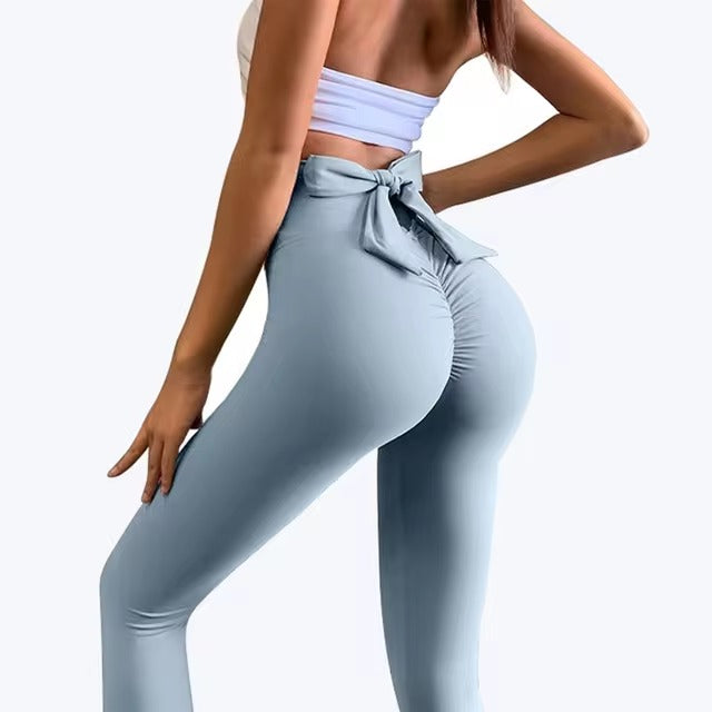 Trendy Knit No Pocket High Waist Elastic Waist Yoga Leggings Mssza