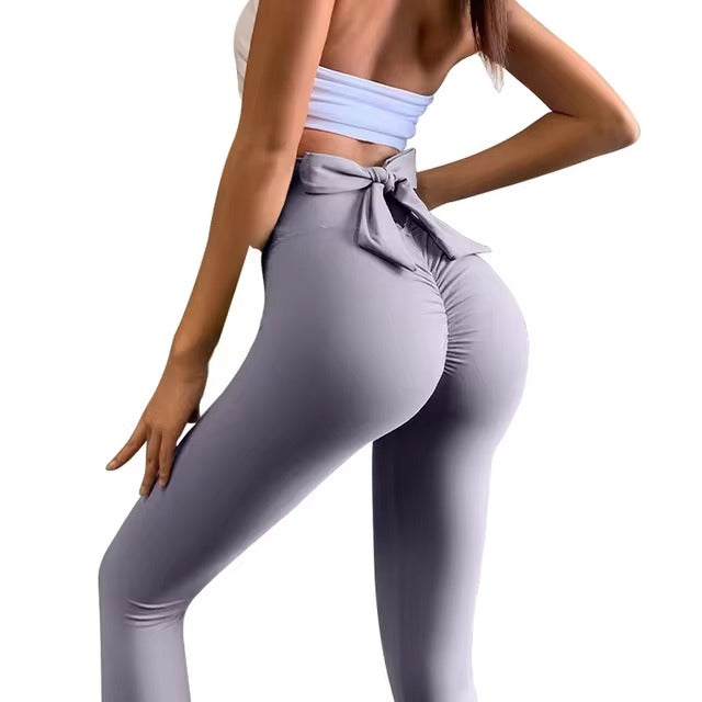 Trendy Knit No Pocket High Waist Elastic Waist Yoga Leggings Mssza