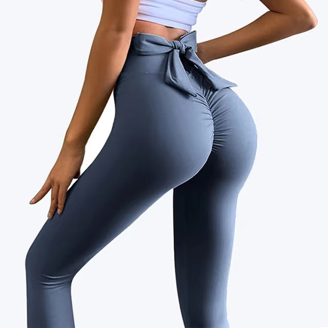 Trendy Knit No Pocket High Waist Elastic Waist Yoga Leggings Mssza