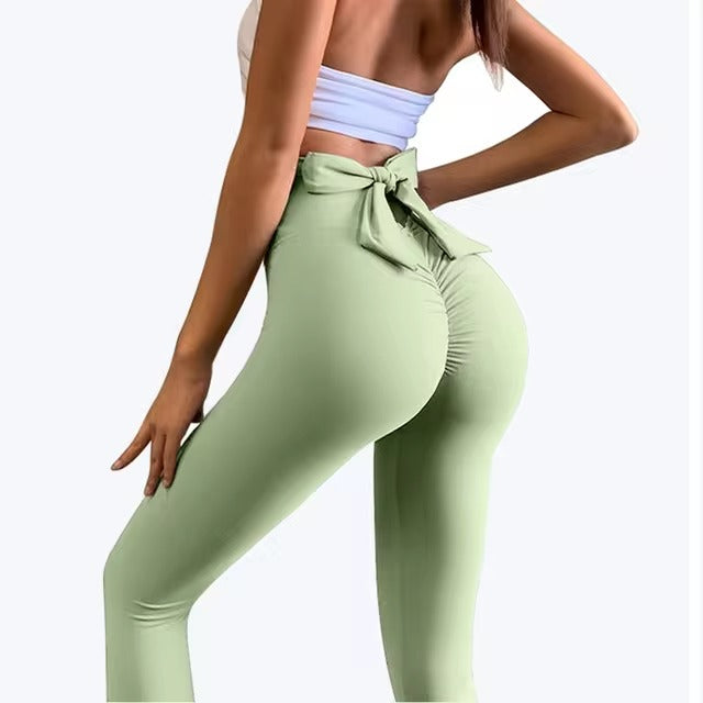 Trendy Knit No Pocket High Waist Elastic Waist Yoga Leggings Mssza