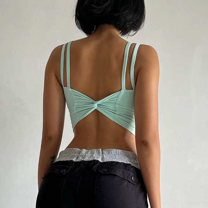 Trendy Knitted Breathable Back Knotted Sports Bras Mssza