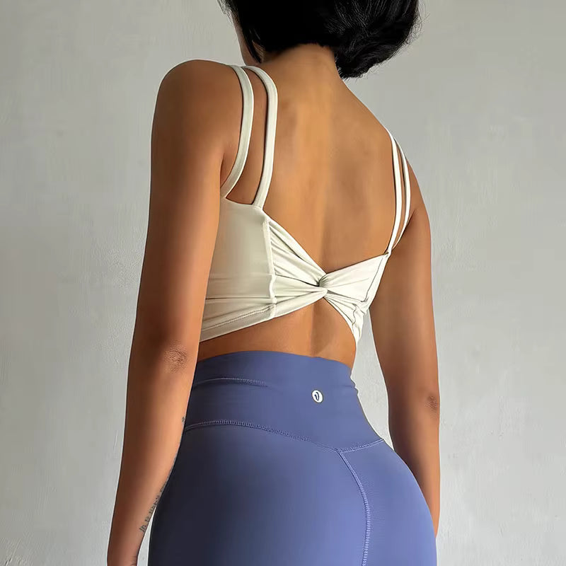 Trendy Knitted Breathable Back Knotted Sports Bras Mssza