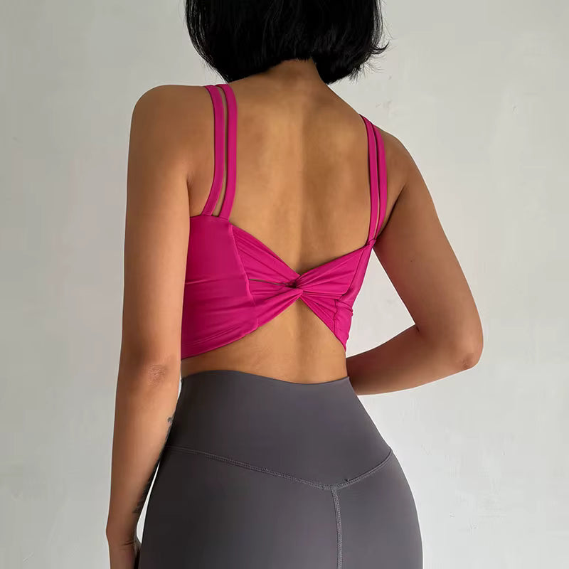 Trendy Knitted Breathable Back Knotted Sports Bras Mssza