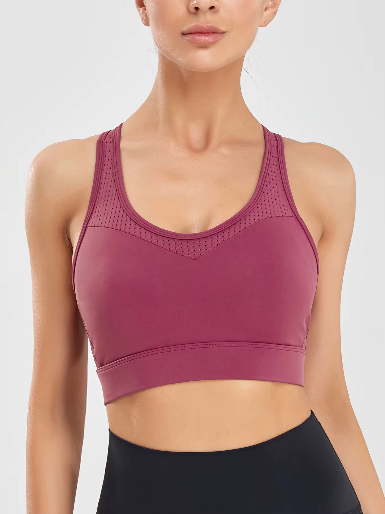 Trendy Knitted Breathable Shockproof High Strength Sports Bra Mssza