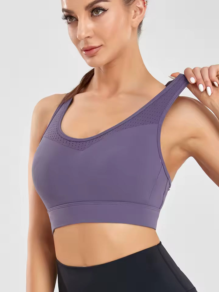 Trendy Knitted Breathable Shockproof High Strength Sports Bra Mssza